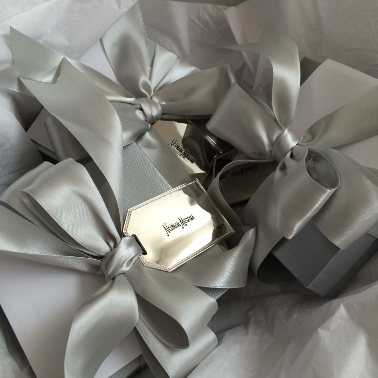 neiman marcus silver shopping boxes instagram