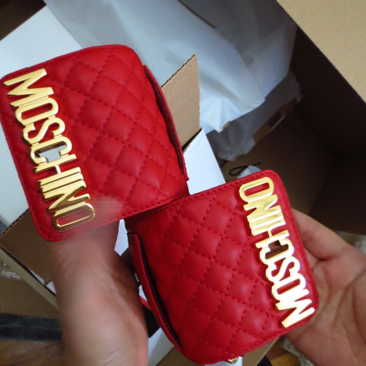 red quilted moschino double flap 